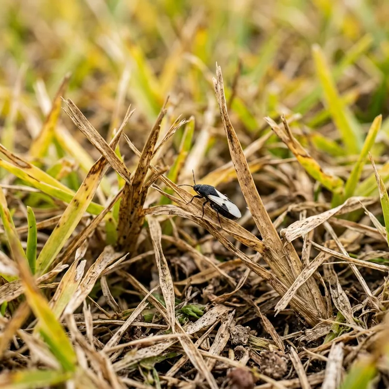 Chinch bug damage on Florida turf - Professional lawn pest control services in Naples